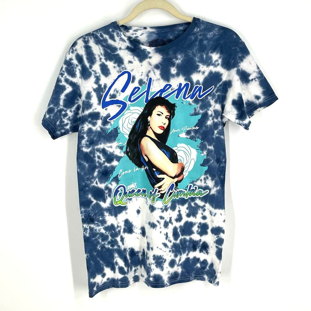 Selena‎ Queen Of Cumbia Portrait Tie Dye T-Shirt Blue Size Small NWOT